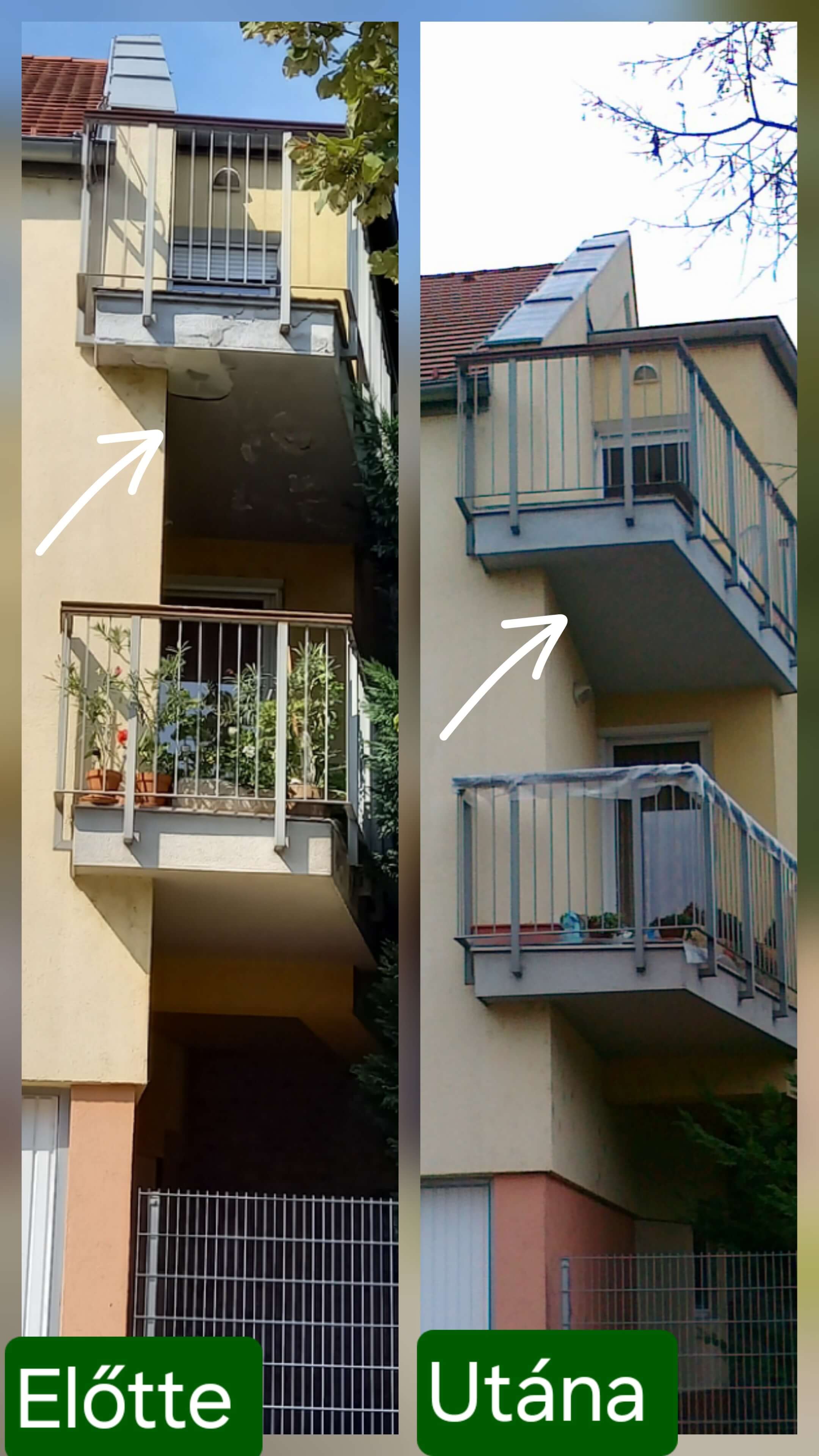 terasz vízszigetelés előtte-utána